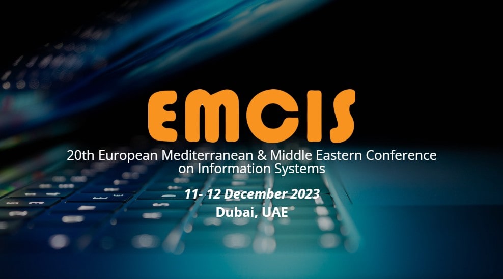 EMICS 2023 banner, 20th European Mediterranean & Middle Eastern Conference on Information Systems