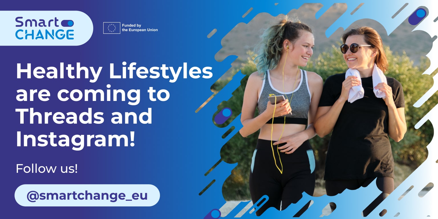 News banner with the following text: Healthy Lifestyles are coming to Threads and Instagram! Follow us @smartchange_eu
