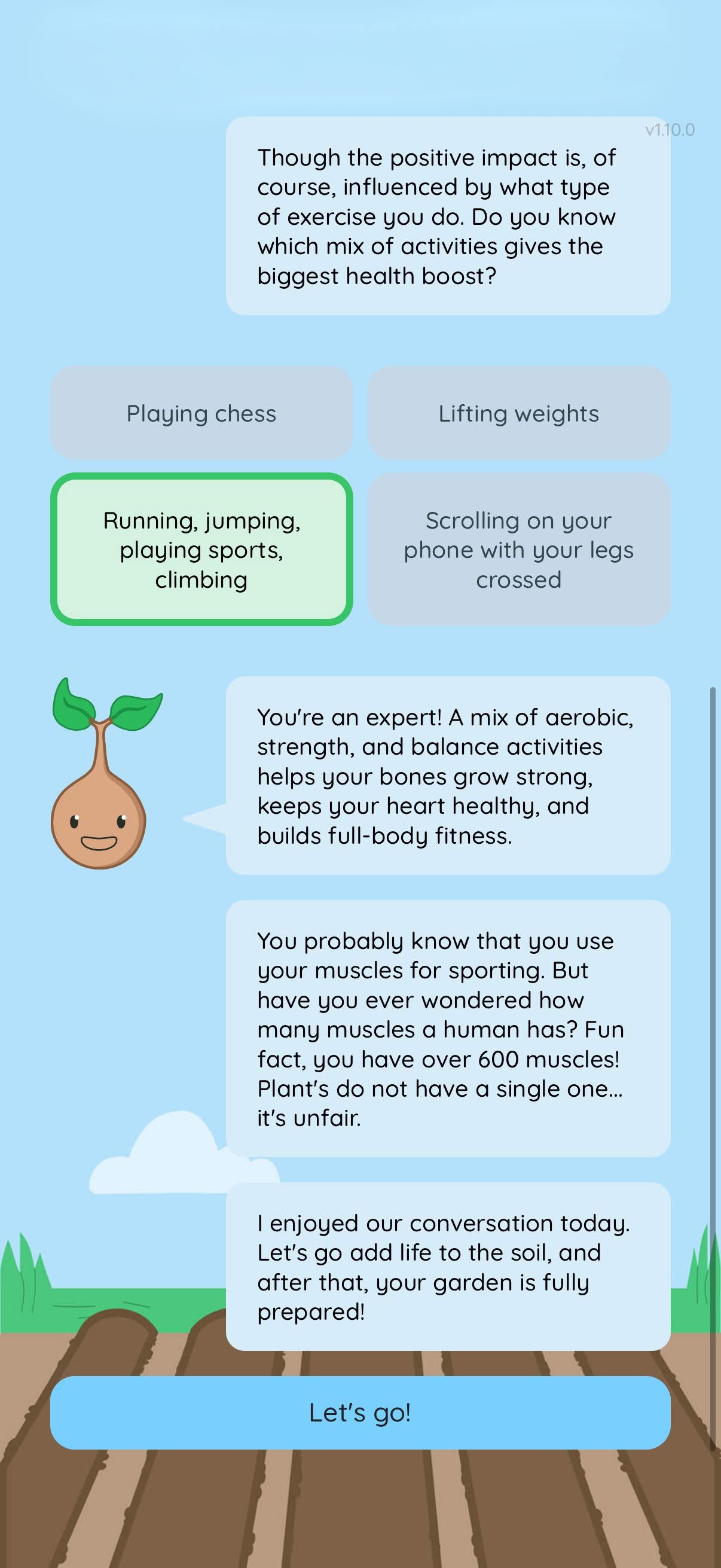 Screenshot of the questions on the app